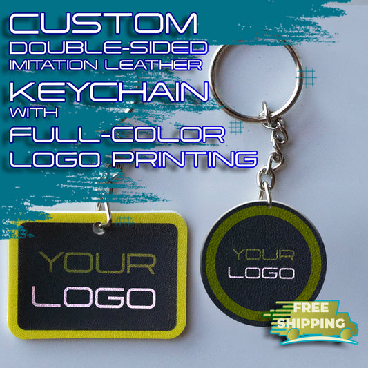 500 Pieces Custom Double-Sided Imitation Leather Keychain with Full- 4 Color Printing