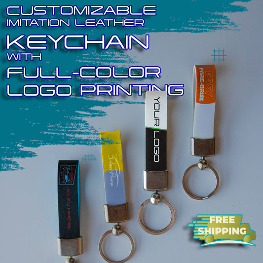250 Pieces Customizable Imitation Leather Keychain with Full-Color Logo Printing